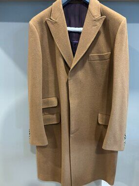 Paul Smith London Camel Overcoat Wool & Cashmere Made in Italy Size US 42/EU 52